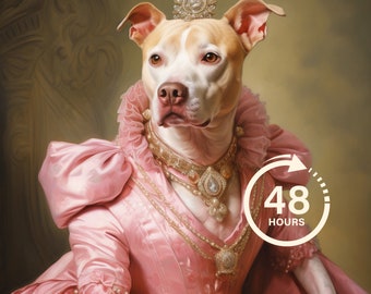 Custom Regal Pet Portrait, Royal Dog Painting, Pet Lovers Gift, Royal Portrait, Pet Portrait gift, Animal painting, Wall Decor,Renaissance