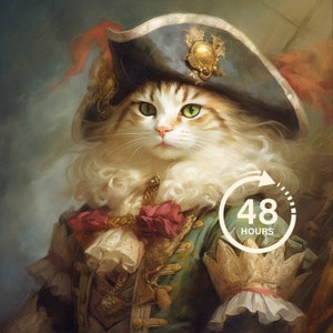 Custom Royal Cat Portrait, Pet Lovers Gift, Royal Portrait, Pet Portrait gift, Gift for Cat Lover, Wall Decor, Mom Gift