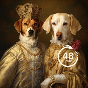 Custom Royal Pet Portrait, Renaissance Dog Painting, Pet Lovers Gift, Royal Portrait, Pet Portrait gift, Animal painting, Wall Decor