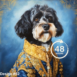 Custom Royal Dog Portrait, Royal Dog Painting, Pet Lovers Gift, Pet Portrait gift, Wall Art, Renaissance, Custom Dog Portrait from photo