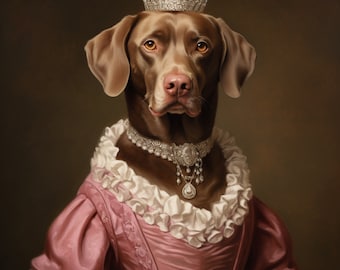 Personalisiertes königliches Haustierportrait, Renaissance-Hundegemälde, Haustierliebhaber-Geschenk, königliches Portrait, Haustierportrait-Geschenk, Tiergemälde, Wanddekoration