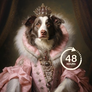 Benutzerdefinierte königliche Haustierporträt, königliche Hundemalerei, Haustier-Liebhabergeschenk, königliches Porträt, Haustierporträtgeschenk, Tiermalerei, Wanddekor, Renaissance