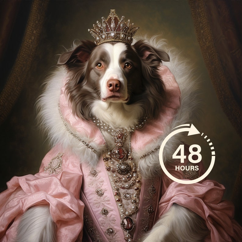 Custom Regal Pet Portrait, Royal Dog Painting, Pet Lovers Gift, Royal Portrait, Pet Portrait gift, Animal painting, Wall Decor,Renaissance image 1