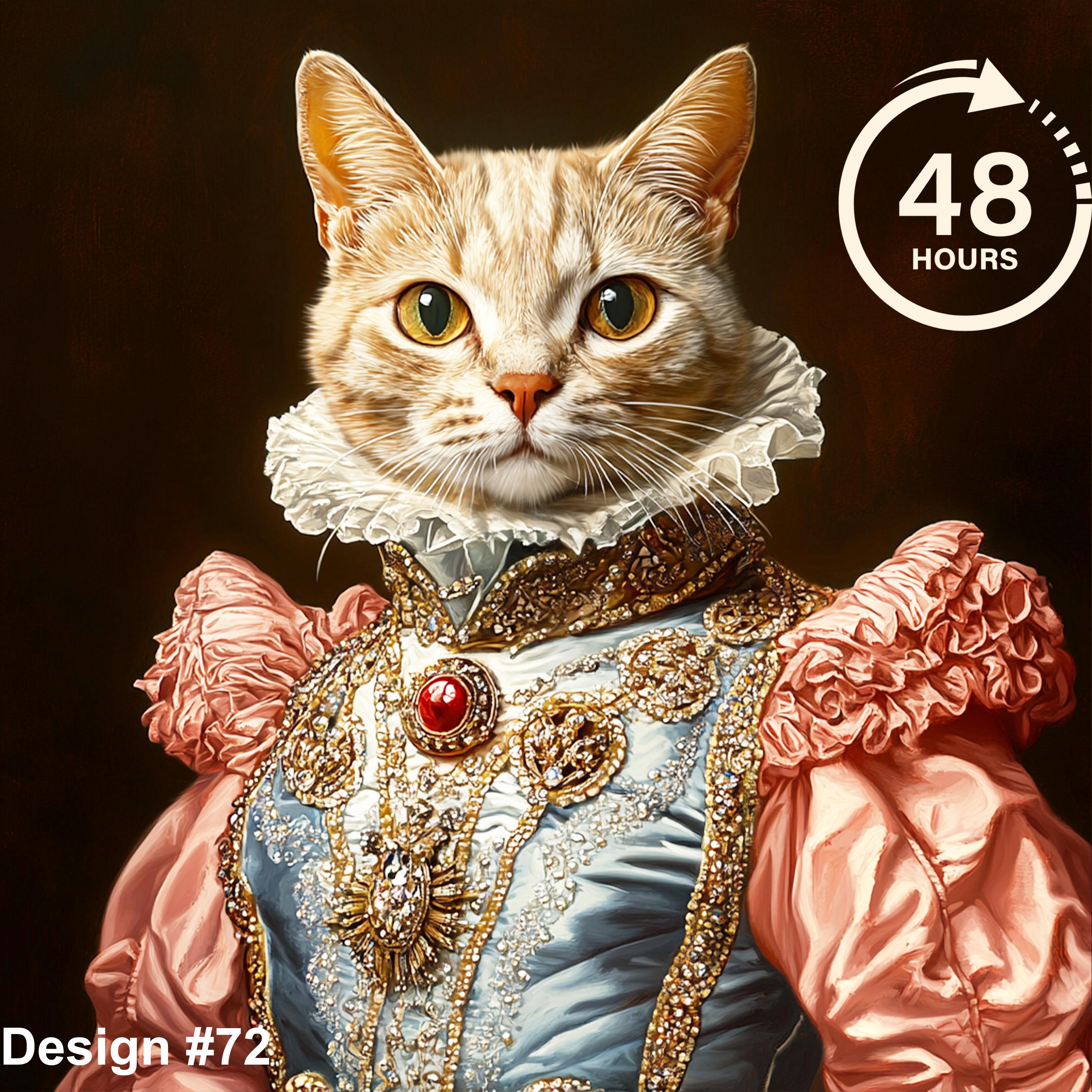 Custom Royal Pet Portrait, Renaissance Cat Painting, Pet Lovers Gift, Royal Dog Portraits Regal Pet Portrait Gift for Dog, Gift for Cat