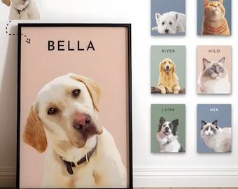 Custom Pet Portrait, Personalized Pet Painting, Dog Portrait, Cat Portrait, Pet Memorial Gift, Pet Gift