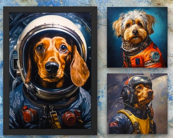 Benutzerdefinierte Hundeportrait, Katzenportrait, Haustierportrait königlich, Renaissance Tiermalerei, lustiges Geschenk, Weihnachtsgeschenk, Geschenk für Haustiere, Raumfahrer