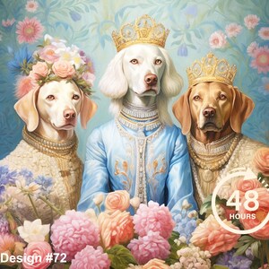 Custom Royal Pet Portrait, Two Dog Portrait, Renaissance Dog Painting, Royal Dog Portrait, Gift for Pets, Wall Art, Pet Memorial Gift