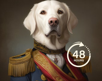 Retrato real personalizado de animais de estimação, pintura de cachorro renascentista, presente para amantes de animais de estimação, retrato real, presente de retrato de animais de estimação, pintura de animais, decoração de parede