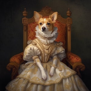 Custom Royal Pet Portrait, Renaissance Dog Painting, Pet Lovers Gift, Royal Portrait, Pet Portrait gift, Animal painting