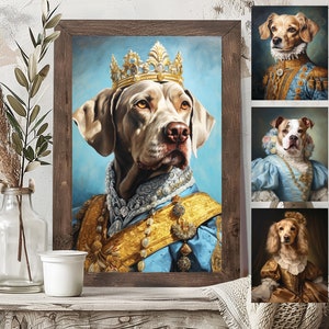 Custom Royal Dog Portrait, Royal Dog Painting, Pet Lovers Gift, Royal Portrait, Pet Portrait gift, Animal painting, Wall Decor,Renaissance