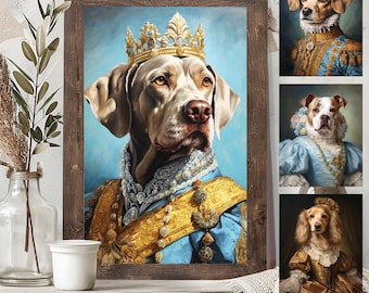 Custom Royal Dog Portrait, Royal Dog Painting, Pet Lovers Gift, Royal Portrait, Pet Portrait gift, Animal painting, Wall Decor,Renaissance