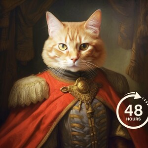 Custom Royal Pet Portrait, Renaissance Dog Painting, Pet Lovers Gift, Royal Portrait, Pet Portrait gift, Gift for Cat, Regal Cat Portrait