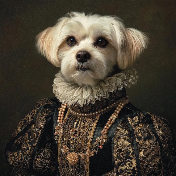 Custom Regal Pet Portrait, Royal Dog Painting, Pet Portrait, Royal Dog Portrait, Pet Portrait gift, Wall Art,Renaissance Pet Portrait