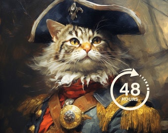 Custom Cat Portrait, Pet Portrait, Renaissance Cat Painting, Pet Lovers Gift, Royal Portrait, Wall Decor, Wedding Gift