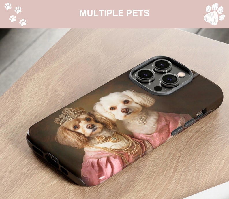 Anpassat husdjursfodral, kungligt hundporträtt, anpassat husdjursfodral, personligt hundfodral, iPhone-skal med katt bild 4