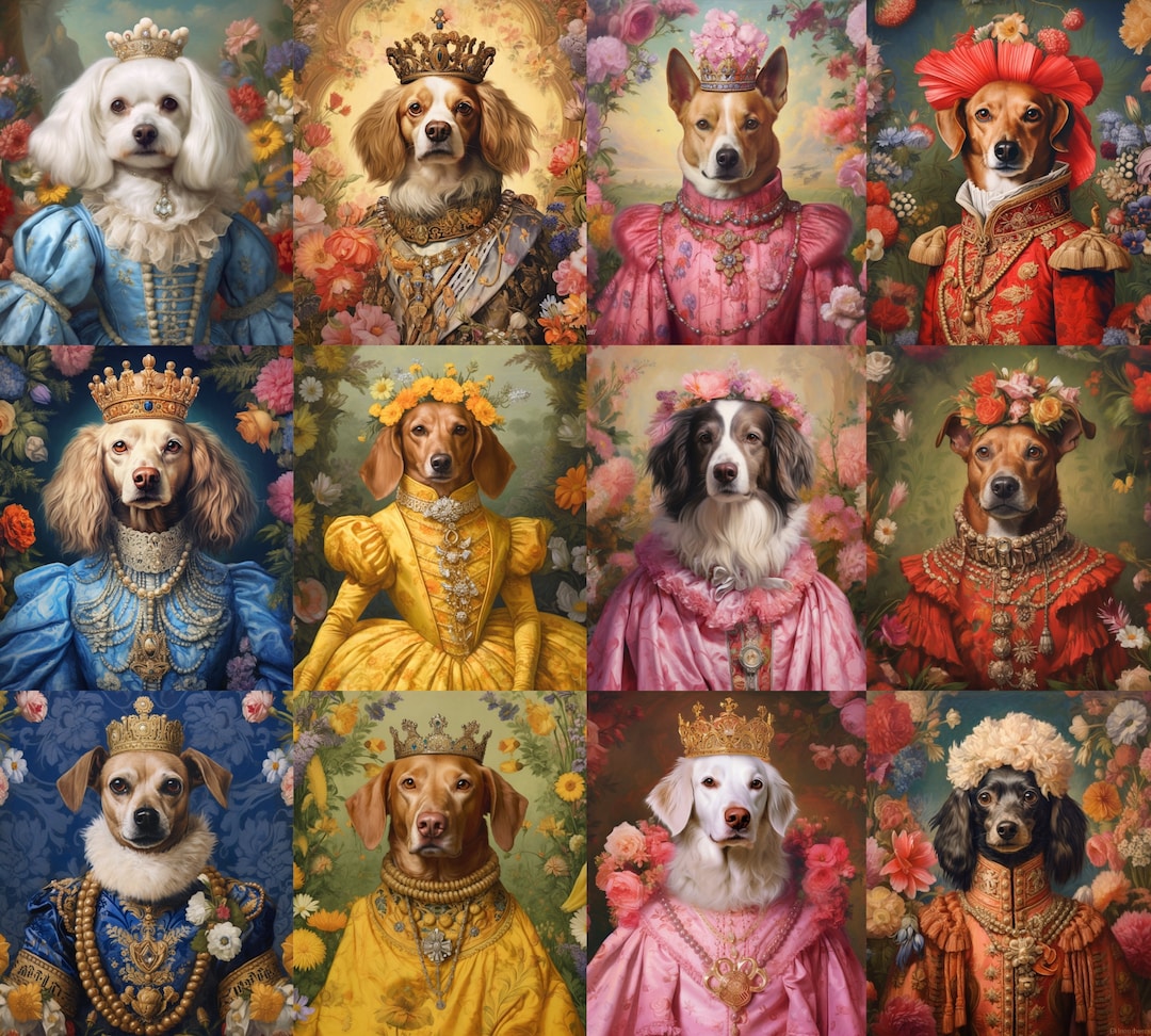 Custom Royal Pet Portrait, Renaissance Dog Painting, Royal Dog Portrait ...