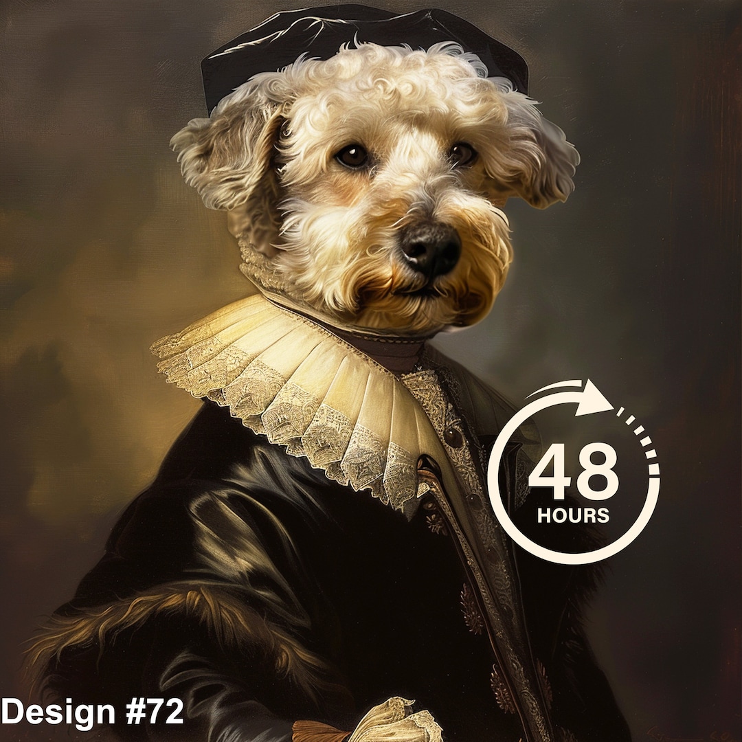 Custom Royal Pet Portrait From Photo, Renaissance Dog Painting, Pet ...