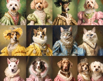 Custom Royal Pet Portrait, Renaissance Dog Painting, Pet Lovers Gift, Custom Dog Portrait, Pet Portrait gift, Animal Painting, Wall Decor
