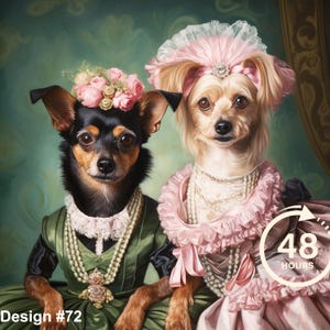 Custom Royal Pet Portrait, Two Dog Portrait, Renaissance Dog Painting, Royal Dog Portrait, Gift for Pets, Wall Art, Pet Memorial Gift