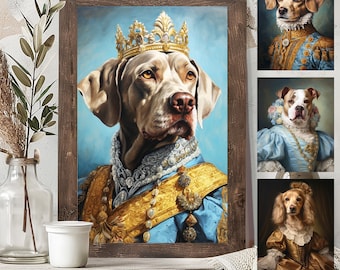 Custom Regal Pet Portrait, Royal Dog Painting, Pet Lovers Gift, Royal Portrait, Pet Portrait gift, Animal painting, Wall Decor,Renaissance