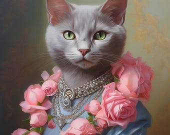 Retrato de animal de estimação real personalizado Pintura de cachorro real Retrato de animal de estimação Retrato de cão real Arte de parede Arte de animal de estimação renascentista Retrato de animal de estimação rainha com coroa