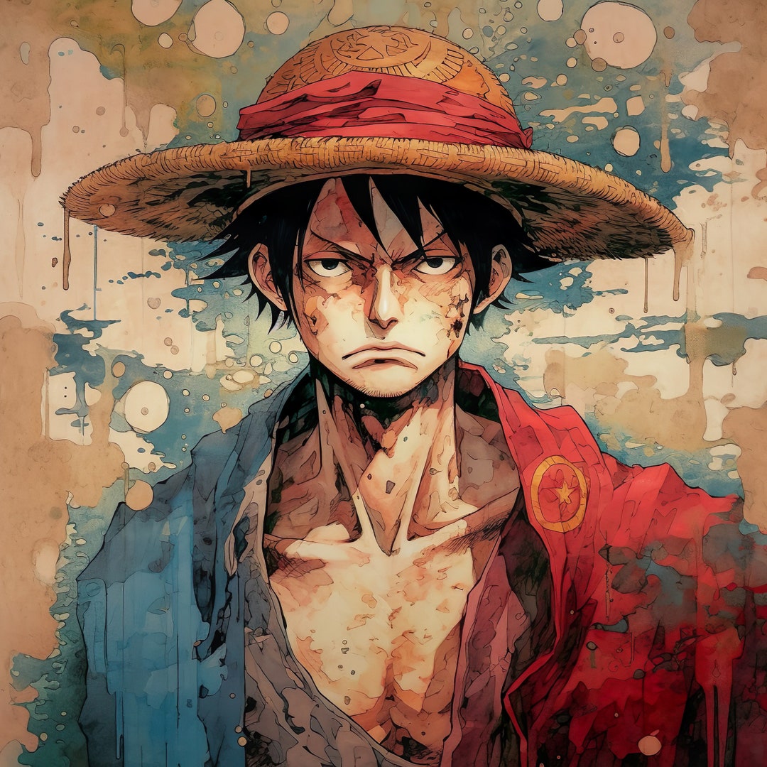 Ukiyoe Style Portrait of Luffy From One Piece Etsy