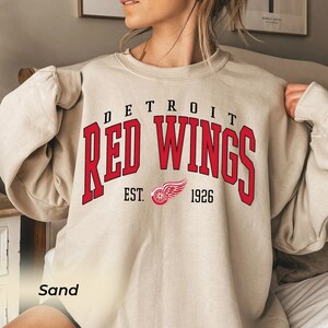 Detroit Red Wings Hockey Crewneck Sweatshirt  Retro Detroit Hockey Shirt, Vintage  Red Wings Pullover, Unisex Collegiate Hockey Sweater Gift Designed & Sold  By Tring Tee