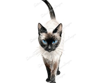 Siamese Cat PNG, Siamese kitten png, cute cat png, cat lover png, kittens png, kitten png, cute kitty png, watercolor cat png, trending png