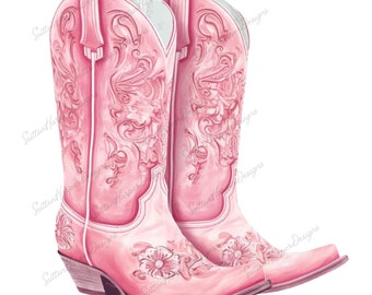 Pretty Pink Cowgirl Boots PNG, Cowboy boots png, Coquette cowgirl boots png, trendy western png, pastel pink cowgirl png, Coquette Country