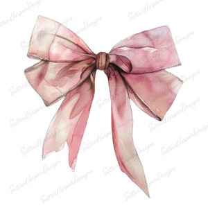 Pink Watercolor Ribbon Bow PNG, bow png, trendy png, coquette png, cute png, ribbon png, pink png