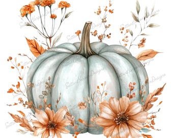 Boho Pumpkin Floral Clipart PNG, Boho pastel pumpkin fall autumn trending png, boho pumpkin clipart, fall foliage png, fall png, pumpkin png