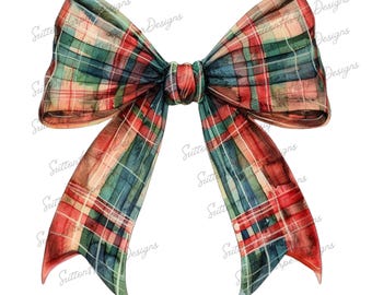 Plaid Christmas Bow PNG, Plaid Coquette Christmas Bow png design, Cute Christmas bow png, red and green plaid bow png, xmas bow png