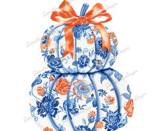 Coquette Chinoiserie Pumpkin png, Chinoiserie Pumpkins png, Coquette pumpkins png, pumpkins with bow png, trending fall png, girly png
