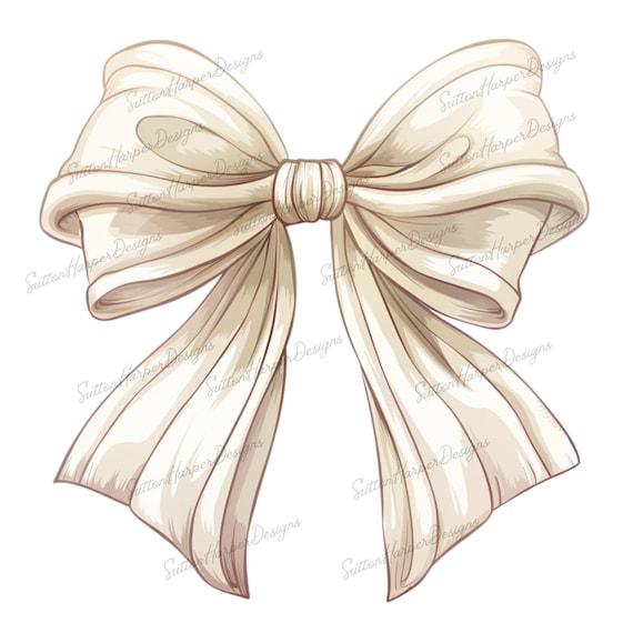 Off White Bow PNG, Cream colored coquette bow png, off white coquette ribbon bow png design, cream bow illustration png, coquettebow png