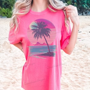 Palm Tree Beach Sunset T Shirt Design PNG, Palmtree Png, Sunset Png ...