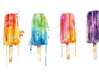 Watercolor Popsicles Illustration PNG t shirt design, popsicle png, popsicles png, summer png, bright png, cute png, trending png, pngs