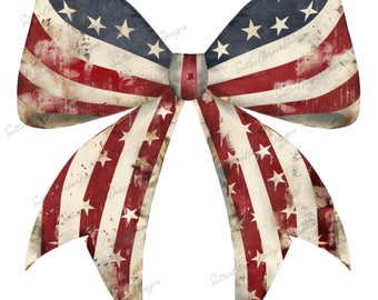 American Flag 4th of July Ribbon Bow PNG, Red White and Blue Bow PNG, coquette bow 4th of july png, trendy png, coquette ribbon png