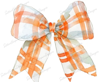 Arco de fita de coquete de guingão branco laranja PNG, arco laranja png, arco de coquete png, arco de tendência png, coquete pngs, fita laranja png, arco pngs