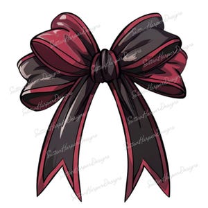 Maroon and Black Bow PNG, Coquette maroon and black ribbon bow png design, cartoon maroon black bow png, bow pngs, trending bow png, bow png
