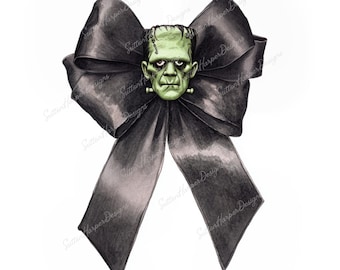 Frankenstein Bow PNG, Frankenstein png, Spooky bow png, Halloween png, spooky halloween png, cute halloween png, trending halloween png, bow