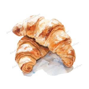 Watercolor Croissant Design PNG, Croissant png, watercolor croissant illustration png, Bakery png, Watercolor bakery pastry design png