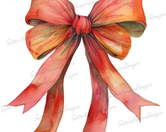 Rojo naranja coqueta cinta arco acuarela ilustración diseño PNG, lazo rojo-naranja png, lindo arco png, arco de coqueta viral png, lazo rojo png