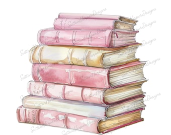 Ilustración de pila de libros rosa y amarillo PNG, pila de libros de acuarela PNG, libros png, libros de coqueta png, libros rosas png, libro png