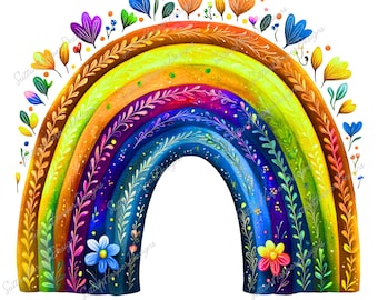 Boho Rainbow PNG, Bright Rainbow png, watercolor rainbow png, Boho png, Rainbow png, cute rainbow png, trending png, happy png, rainbows png