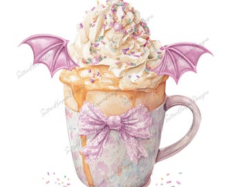 Bat Coffee png, Halloween Coffee Mug png, Spooky Coffee png, Coquette Coffee png, Cute Coffee png, Coquette Halloween png, trendy png