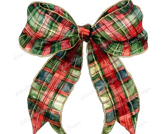 Plaid Christmas Coquette Ribbon Bow PNG design, Plaid X-mas Bow png, Christmas Bow PNG, Coquette Christmas png, Viral christmas png, bow png