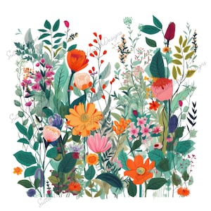 Boho Cottagecore Garden Flowers PNG, Cottagecore Floral PNG, Flowers Printable design, flower printable, wildflower png