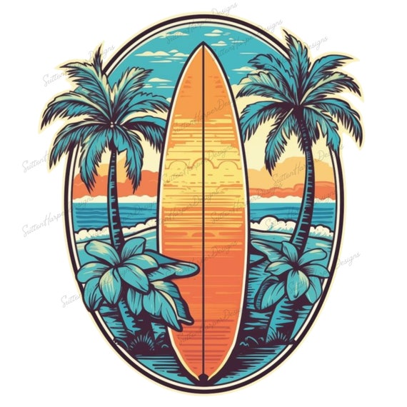 ★2025SS新作★DUNST★SUMMER HOLIDAY SURF BOARD T-SHIRT Sunset Surf Vibes Oversized Tee – Island Trip Edition