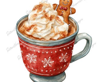 Hot Cocoa Christmas png, Gingerbread man hot cocoa png, cute christmas png, christmas png, trending christmas png, xmas mug png, viral png