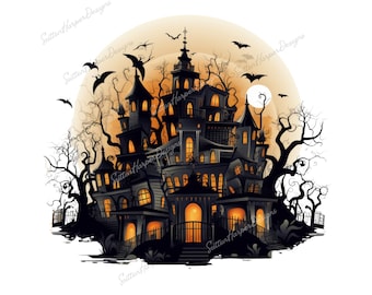 Maison hantée PNG, PNG Halloween, PNG effrayant, PNG sur le thème d'Halloween, PNG automne